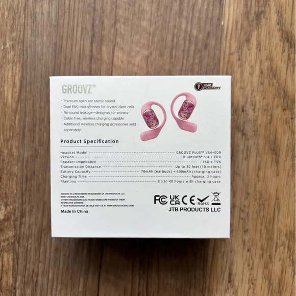 Groovez Plus Pink Wireless Earbuds - Picture 2 of 5